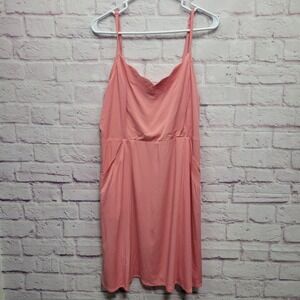 41‎ Hawthorn Coral Pink Jumper Dress Size XL Scalloped Neckline Pockets Coastal